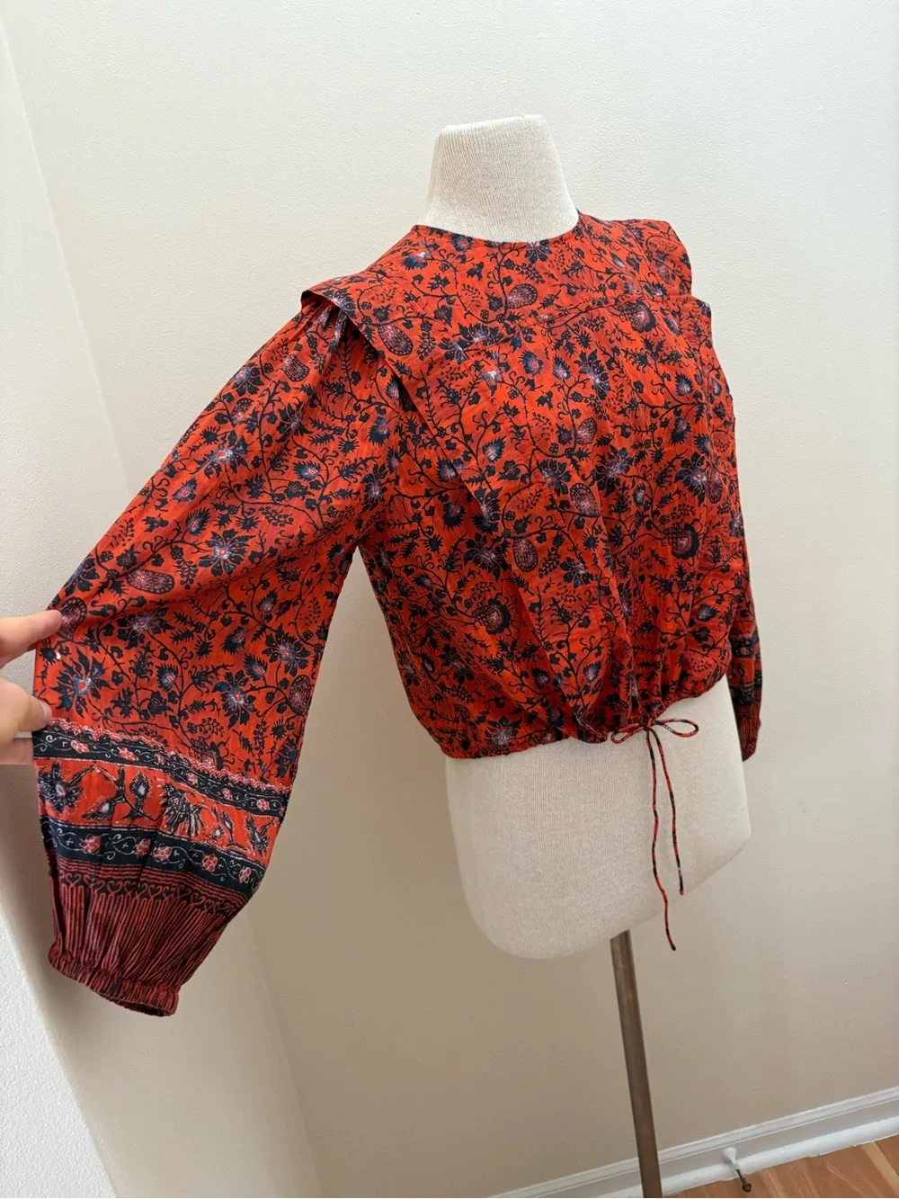 Ulla Johnson $320 Orange Poppy Prisha Blouse Size 6 Small Cottage Core Boho Chic